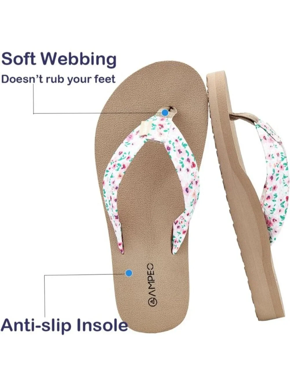 Women's Floral Pink Comfortable Flip Flops Summer Beach Casual Thong Sandals